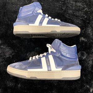 Lanvin Navy Mesh Clay High Top Sneakers